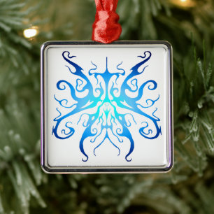 Elegantes Tribal Tattoo Design - blau Ornament Aus Metall