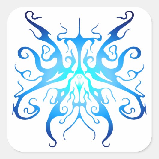 Elegantes Tribal Tattoo Design - blau Quadratischer Aufkleber (Vorderseite)