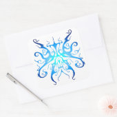 Elegantes Tribal Tattoo Design - blau Quadratischer Aufkleber (Umschlag)