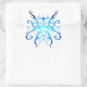 Elegantes Tribal Tattoo Design - blau Quadratischer Aufkleber (Tasche)