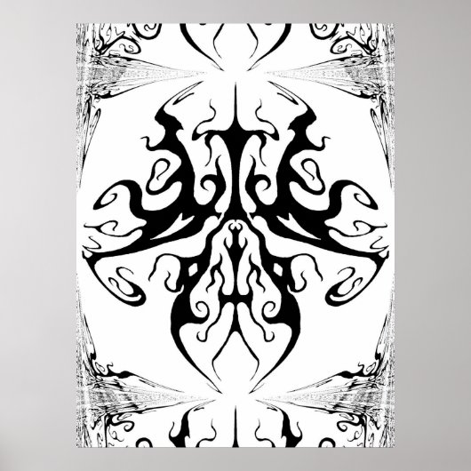 Elegantes Tribal Tattoo Design - Schwarz/Weiß Poster (Vorne)