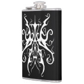 Elegantes Tribal Tattoo Design - weiß auf schwarz Flachmann (Links)