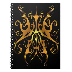 Elegantes Tribal Tattoo - Gold auf schwarz Notizblock