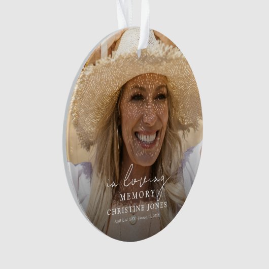 Elegantes Tribute-Foto für Erinnerungen Ornament (Vorderseite)