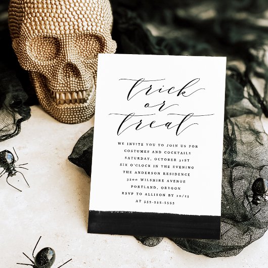 Elegantes Trick oder Treat Script-Halloween-Party Einladung