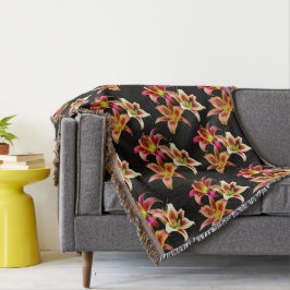 Elegantes Trio der gelb rosa Taglilien, floral Decke