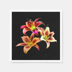 Elegantes Trio der gelb rosa Taglilien, floral Serviette