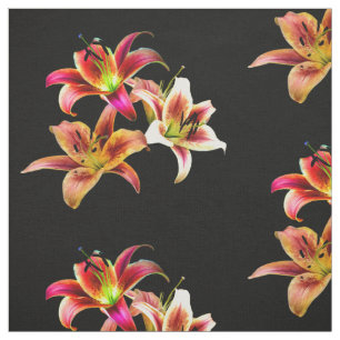 Elegantes Trio der gelb rosa Taglilien, floral Stoff