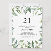 Elegantes Tropenblättern 21. Geburtstag Party Einladung (Vorderseite)