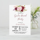 Elegantes Tropengeschlecht-Party aus Burgund Einladung (Stehend Vorderseite)