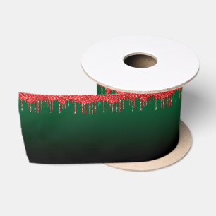Elegantes Tropfen Rot und Grün Weihnachten Satinband