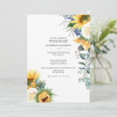 Elegantes Tropfen Sonnenblumen Blumenzehen Einladung (Stehend Vorderseite)