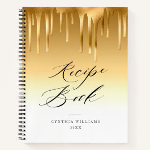 elegantes tropfendes Goldfolien-Rezeptbuch Notizblock