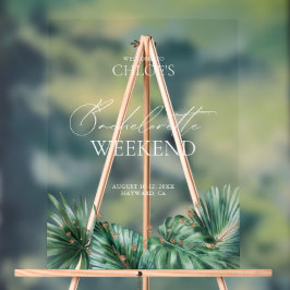 Elegantes Tropical Bachelorette Akryllisches Begrü Acrylschild