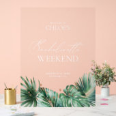 Elegantes Tropical Bachelorette Akryllisches Begrü Acrylschild (Hochzeit)