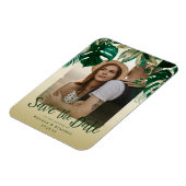 Elegantes Tropical Blätter Foto Save the Date Magnet (Linke Seite)