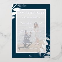 Elegantes Tropical Blätter Foto Save the Date Real
