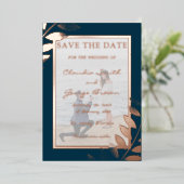 Elegantes Tropical Blätter Foto Save the Date Real Folieneinladung (Stehend vorne)