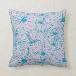 Elegantes Tropical Blue Floral Hibiskus Muster| Kissen