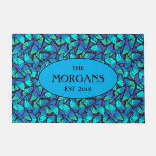 Elegantes Tropical Blue Morpho Butterflies Muster Fußmatte