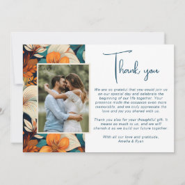 Elegantes Tropical Blume Floral Wedding Foto Dankeskarte