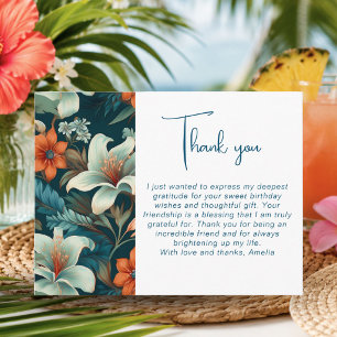 Elegantes Tropical Blume Foliage Muster Vielen Dan Postkarte