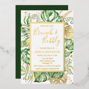 Elegantes Tropical Brunch & Bubbly Brautparty Folieneinladung