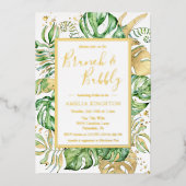 Elegantes Tropical Brunch & Bubbly Brautparty Folieneinladung (Vorderseite)