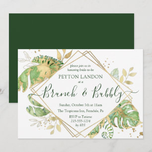 Elegantes Tropical Brunch & Bubbly Brautparty Inv. Einladung