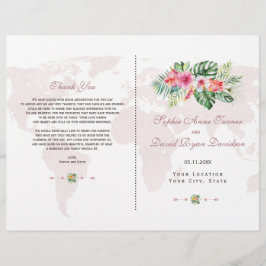 Elegantes Tropical Floral Gold World Map Programm