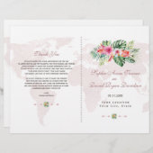 Elegantes Tropical Floral Gold World Map Programm (Vorne/Hinten)