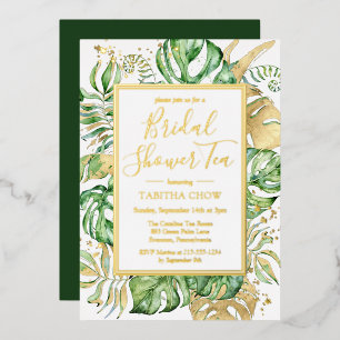 Elegantes Tropical Gold Brautparty Tea Party Folieneinladung