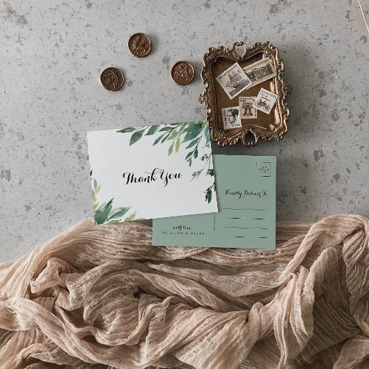 Elegantes Tropical Green Foliage Vielen Dank Postkarte