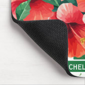 Elegantes Tropical Hawaii Hibiskus Green Monogram Mousepad (Ecke)