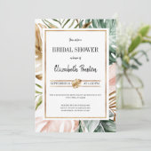 Elegantes Tropical Palm Blätter Brautparty Einladung (Stehend Vorderseite)