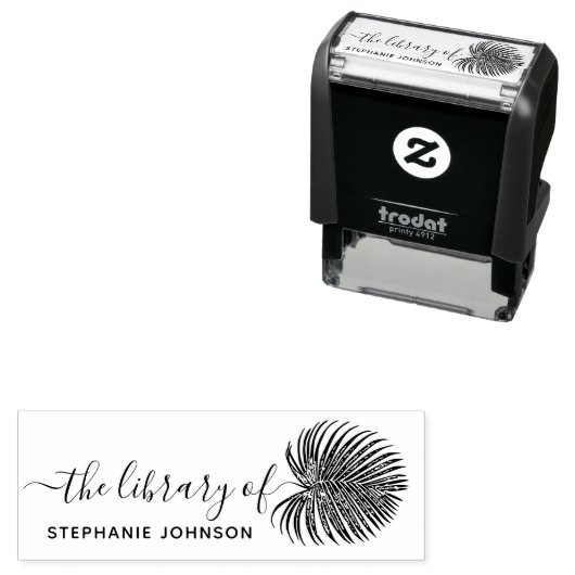 Elegantes Tropical Palm Leaf Custom Library Book Permastempel (Beispiel)