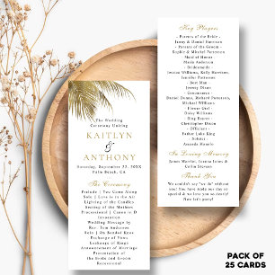 Elegantes Tropical Palm Tree Beach Hochzeitsprogra Werbekarte