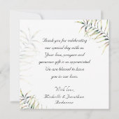 Elegantes Tropical Palms Gold Frame Foto Hochzeit Dankeskarte (Rückseite)