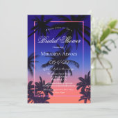 Elegantes Tropical Sunset Summer Beach Brautparty Einladung (Stehend Vorderseite)
