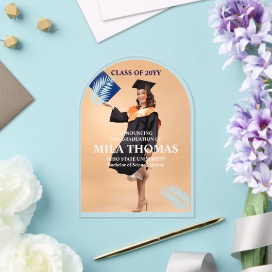 Elegantes Tropical Verlass Abschluss Foto Acryl in Acryleinladungen (Insitu (Hochzeit))