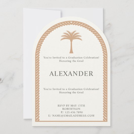 Elegantes Tropical Verlass Abschluss Foto Einladung (Rückseite)