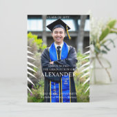 Elegantes Tropical Verlass Abschluss Foto Einladung (Stehend Vorderseite)