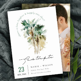 Elegantes Tropical Watercolor Palm Tree Script-Fot Save The Date