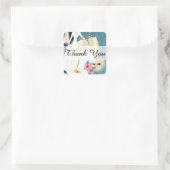 Elegantes Tropical Wedding Couple | Vielen Dank Quadratischer Aufkleber (Tasche)