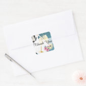 Elegantes Tropical Wedding Couple | Vielen Dank Quadratischer Aufkleber (Umschlag)