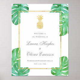 Elegantes Tropisches Ananas Begrüßungszeichen Poster