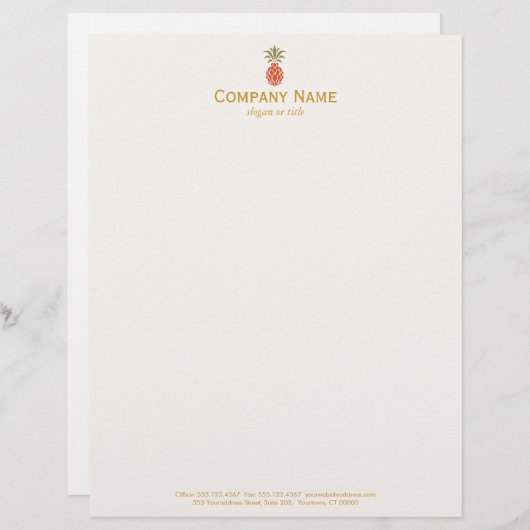 Elegantes Tropisches Ananas-Logo Briefkopf (Vorne/Hinten)