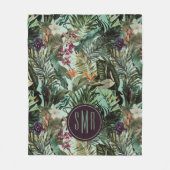 Elegantes tropisches Aqua-Blätter Fleecedecke (Vorderseite)