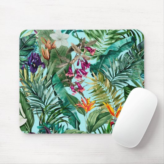Elegantes tropisches Aqua-Blätter Mousepad (Mit Mouse)