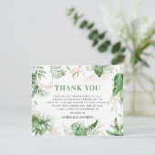 Elegantes tropisches Beileid Dankeskarte (Stehend Vorderseite)